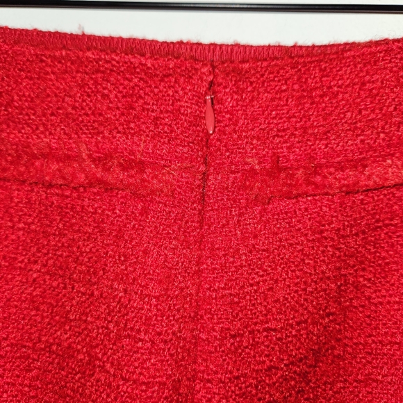 JCrew Red Tweed Mini Skirt Size 14 Pockets Gold Buttons Bv900 Old Money Twee Nwt - Picture 3 of 9